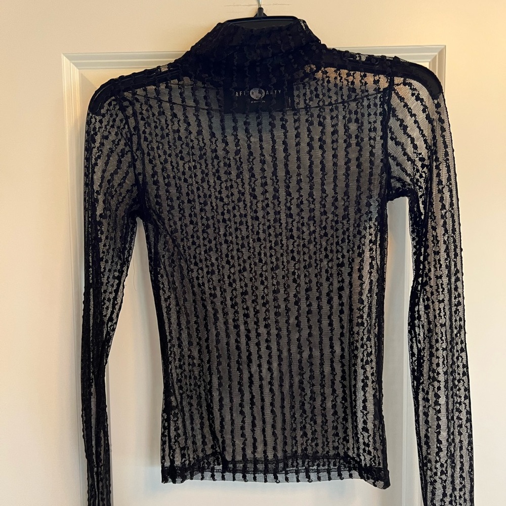 Mesh mock turtleneck